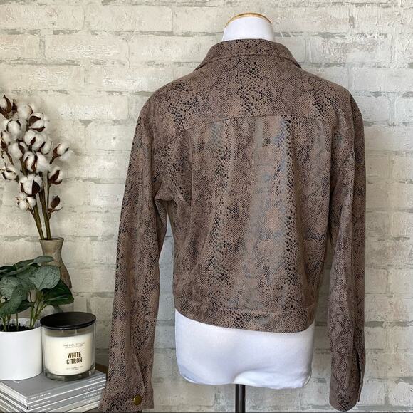 Fate | Brown Snakeskin Faux Suede Cropped Jacket - Picture 5 of 7